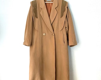 Vintage Beige Wool Coat - size XL