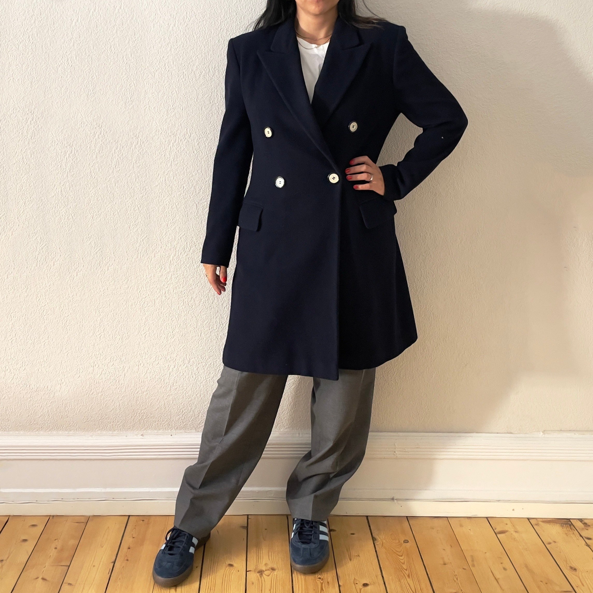 4049 Navy Double Breasted Coat