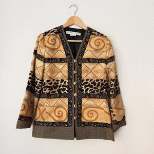 Vintage animal Print Silk Blazer - size M