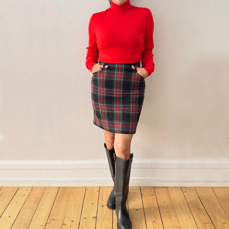 Vintage Plaid Wool Skirt image 2