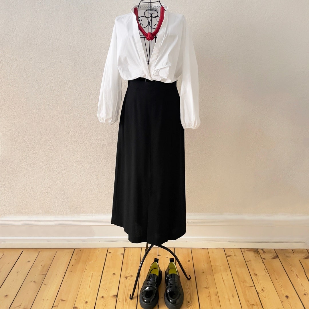 Vintage Black Midi Pleated Skirt - Etsy