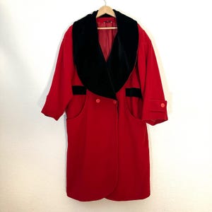 Abrigo vintage de lana roja - Abrigo llamativo, talla M