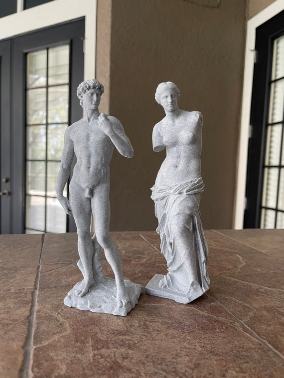 3D Printed Venus De Milo & David Statue: White or Marble PLA