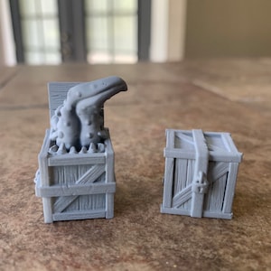 Resin Crate Mimic Miniature Set: 28mm/32mm RPG Tabletop Gaming