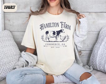 Custom Farm Animals Shirt Comfort Colors, Personalize Farm Name Tshirt, Vintage Farm Crewneck, Local Farm Gift, Gift for Farmer, Farming Tee