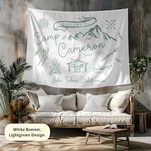 Benutzerdefinierte Camp Bachelorette Banner, Camping Bachelorette Reise Banner, Camp Bach Dekor, Lager Junggesellenparty, Cabin Bachelorette Wandteppich