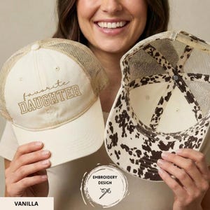 Embroidered Favorite Daughter Hat, Favorite Child Baseball Cap, Funny Daughter Gifts, Cute Trucker Hats, Gift for Child, Daughter Birthday Vanilla