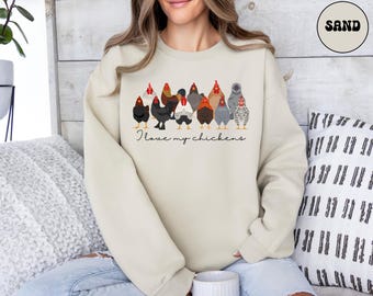 Farm Animals Sweatshirt, Cute Chicken Sweatshirt, Farm Chicken Sweater, Chicken Lover Gift, Animal Sweatshirt, Chicken Sweatshirt for Women