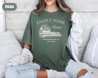 Custom Farm Animals Shirt Comfort Colors, Personalize Farm Name Tshirt, Vintage Farm Crewneck, Local Farm Gift, Gift for Farmer, Farming Tee