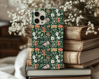 Funda para teléfono con diseño de flores silvestres de estética oscura, con diseño floral cottagecore oscuro, compatible con iPhone 16, 15, 14 y 13 Pro Max y Galaxy S 24, 23, 22 y 21