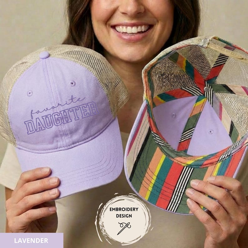 Embroidered Favorite Daughter Hat, Favorite Child Baseball Cap, Funny Daughter Gifts, Cute Trucker Hats, Gift for Child, Daughter Birthday Lavender