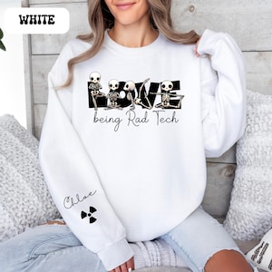 Personalized RAD Tech Sweatshirt with Name on Sleeve, Custom Halloween RAD Tech Sweater, Halloween Radiology Gift, Rad Technologist Hoodie