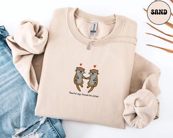 Embroidered Otter Shirt, Cute River Animal Tee, Ocean Wildlife Top, Funny Otter Gift, Nature Lover Graphic, Animal Lover Tshirt, Otter Lover