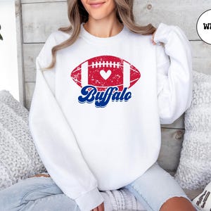 Retrostijl Buffalo Football-sweater, Buffalo Football-sweater, Buffalo-hoody, trendy Buffalo-fanscadeau, voetbalseizoen ronde hals