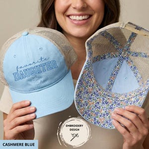 Embroidered Favorite Daughter Hat, Favorite Child Baseball Cap, Funny Daughter Gifts, Cute Trucker Hats, Gift for Child, Daughter Birthday Cashmere Blue
