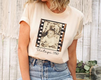 Custom Vintage Photo Shirt, Personalized Vintage Photo T-shirt With Custom Text, Custom Picture Tshirt, Childhood Photo Tee, Gift for Friend