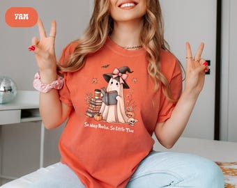 Cute Ghost Reading Shirt Comfort Colors, Bookish Ghost Tshirt, Book Reader Ghost, Book Lovers, Book Halloween T-shirt, Gift for Bookworm