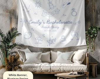 Custom Beach Bachelorette Party Decor, Personalized Coastal Bachelorette Banner, Bachelorette Weekend Backdrop Tapestry, Beach Bach Backdrop