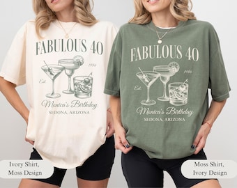 Custom 40th Birthday Shirt Comfort Colors, 40 Birthday Party Girls Trip Shirts, Personalized 40th Birthday Gift, Birthday Est 1984 Tee