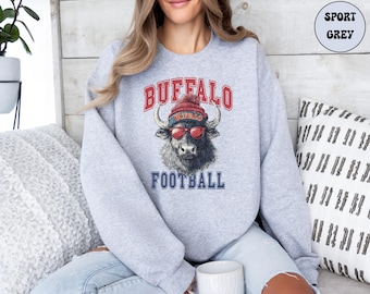 Buffalo Football Sweatshirt, Vintage Buffalo Sweater, Buffalo Hoodie, Buffalo Football Fan Gift, Football Season Crewneck, Sunday Football