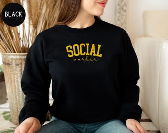 刺繍ソーシャルワーカーセーター、スクールソーシャルワーカースウェットシャツ、刺繍ソーシャルワーカーパーカー、LMSWスウェットシャツ、ソーシャルワーカーへのギフト