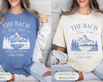Gepersonaliseerde vrijgezellenfeestshirt Lake, aangepast vrijgezellenshirt, Last Trail Before the Veil, Camp Bach, Camping Bach, bruidscadeaus
