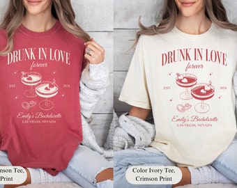 Custom Drunk in Love Bachelorette Party Shirt, Luxury Bachelorette Shirt, Just Drunk Bachelorette Cocktail Club, Bridal Girl Trip Tees