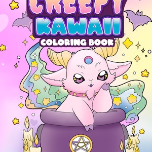 Creepy Kawaii Coloring Book, Pastel Goth Coloring Book, Adult Coloring Book, Creepy Cute, 25 Digital Coloring Pages Printable, PDF Download