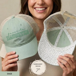 Embroidered Favorite Daughter Hat, Favorite Child Baseball Cap, Funny Daughter Gifts, Cute Trucker Hats, Gift for Child, Daughter Birthday Sage