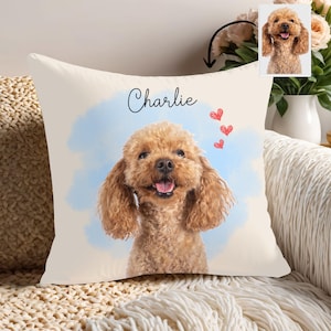 Custom Pet Pillow with Photo Name, Personalized Dog Pillow from Picture, Pet Loss Keepsake Gift, Cat Portrait Pillow, Pet Memorial Gift