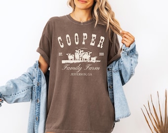 Custom Ranch Name Shirt Comfort Colors, Personalize Farm Name Tshirt, Vintage Farm Crewneck, Local Farm Gift, Gift for Farmer, Farming Tee
