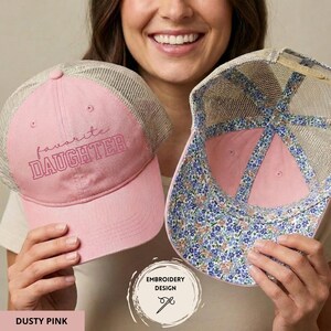 Embroidered Favorite Daughter Hat, Favorite Child Baseball Cap, Funny Daughter Gifts, Cute Trucker Hats, Gift for Child, Daughter Birthday Dusty Pink