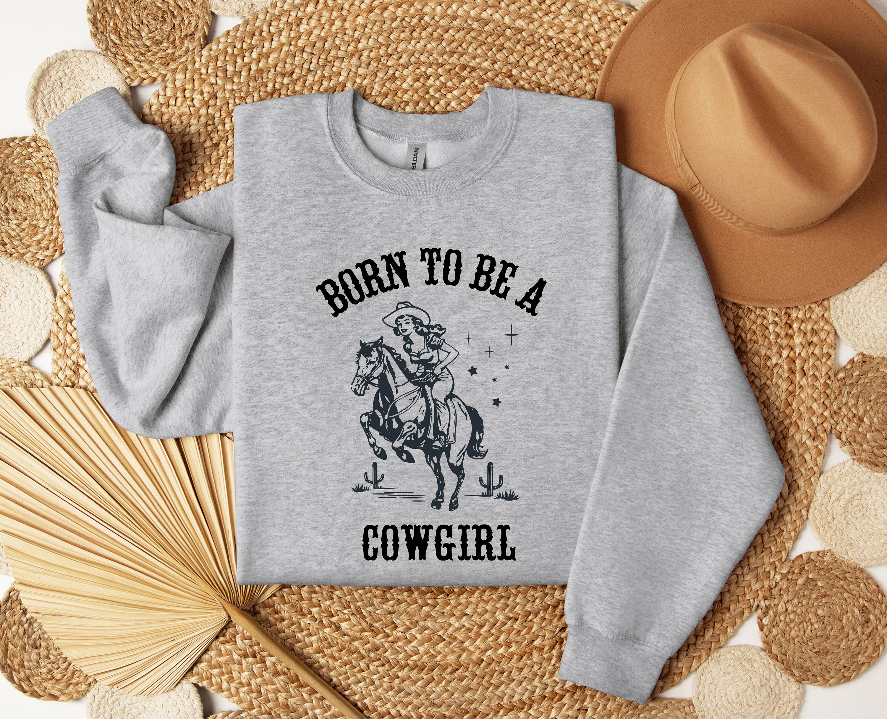 Pattern Print Western Cowboy Women Off Shoulder Sweatshirt