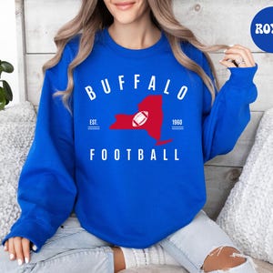 Buffalo voetbalsweater, Buffalo voetbaltrui, retro Buffalo kaart hoodie, trendy Buffalo fan cadeau, Buffalo ronde hals, Bill sweater