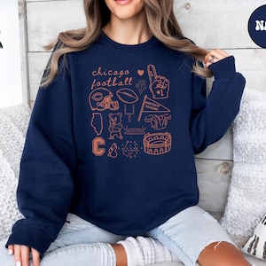 Chicago Football Sweatshirt, Chicago Football Doodles Sweater, Chicago Fan Crewneck, Chicago Game Day Hoodie, Gift for Chicago Fan Gift