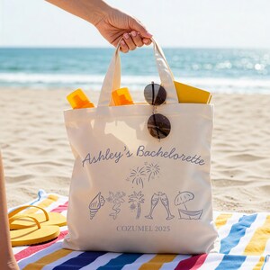 Custom Bachelorette Beach Party Tote Bags, Bachelorette Party Favors Bag, Bridesmaid Beach Tote Bag, Bach Club Tote Bag, Coastal Bach Gifts