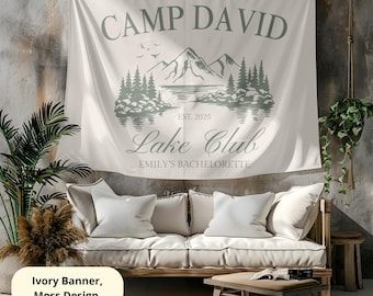 Aangepaste kamp vrijgezellenbanner, kamp vrijgezellenfeest decor, gepersonaliseerde camping Bach vlag, kamp Bach decor, cabine vrijgezellentapijt