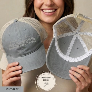 Embroidered Favorite Daughter Hat, Favorite Child Baseball Cap, Funny Daughter Gifts, Cute Trucker Hats, Gift for Child, Daughter Birthday Light Grey