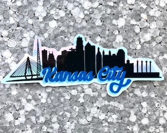 Kansas City Skyline Holographic Sticker – KCMO Water Bottle Decal