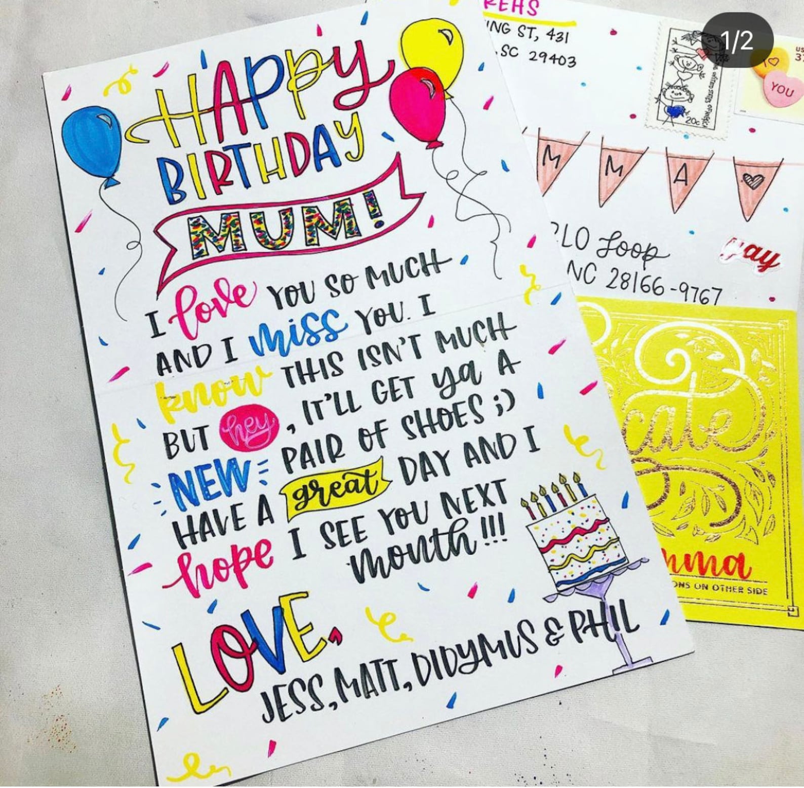 Happy Birthday Greeting Card with fun cake letters Etsy