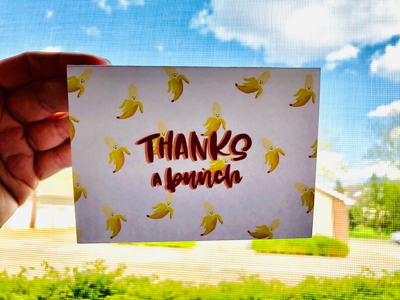 Thanks a Bunch Cute Banana Thank You Card in Single, Customized, or Set ...