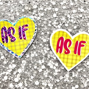 Clueless Cher "Alsof" gele geruite hartsticker