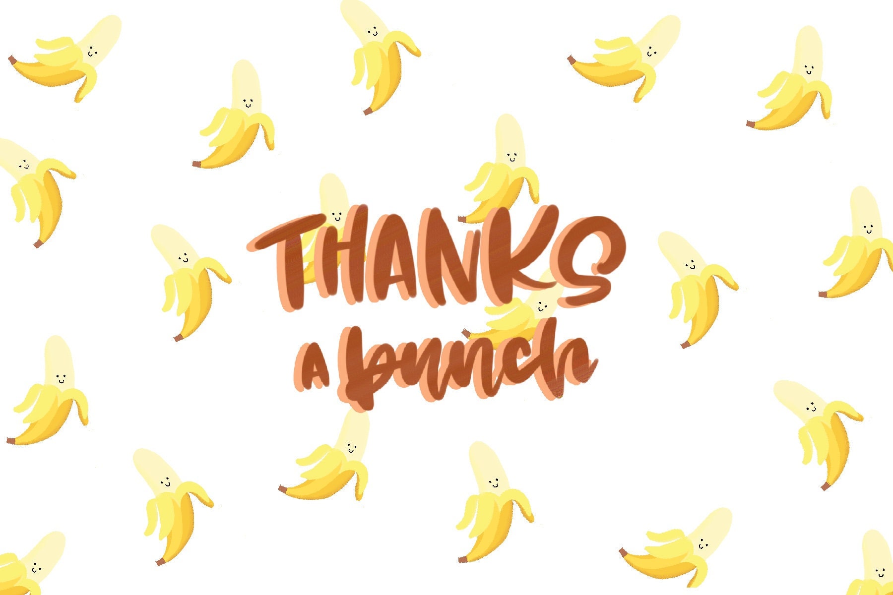 Thanks a Bunch Cute Banana Thank You Card in Single, Customized, or Set ...