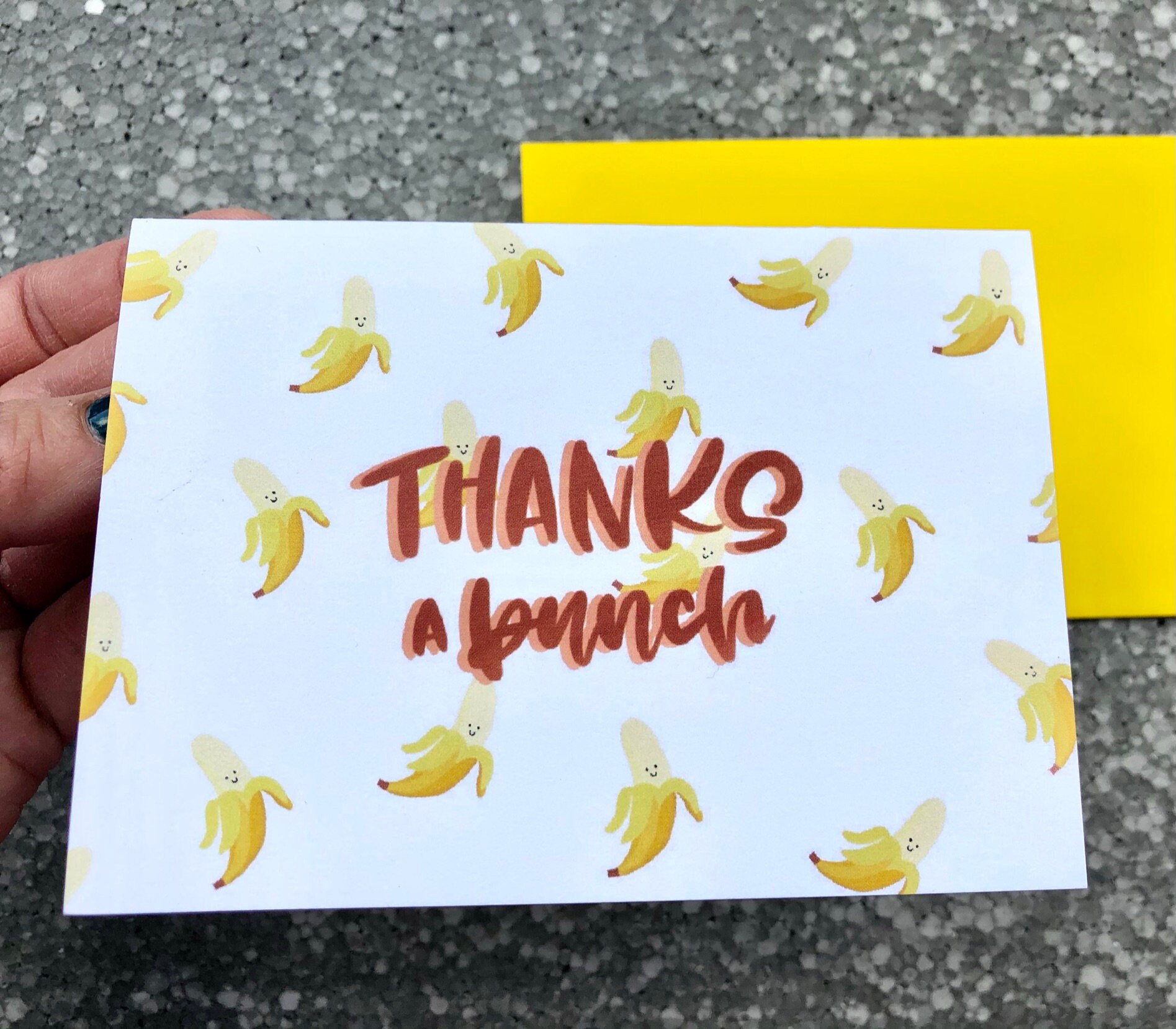 Thanks a Bunch Cute Banana Thank You Card in Single, Customized, or Set ...