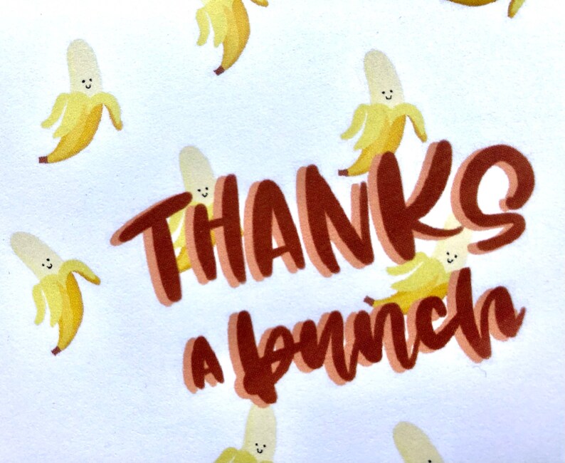 Thanks a Bunch Cute Banana Thank You Card in Single, Customized, or Set ...