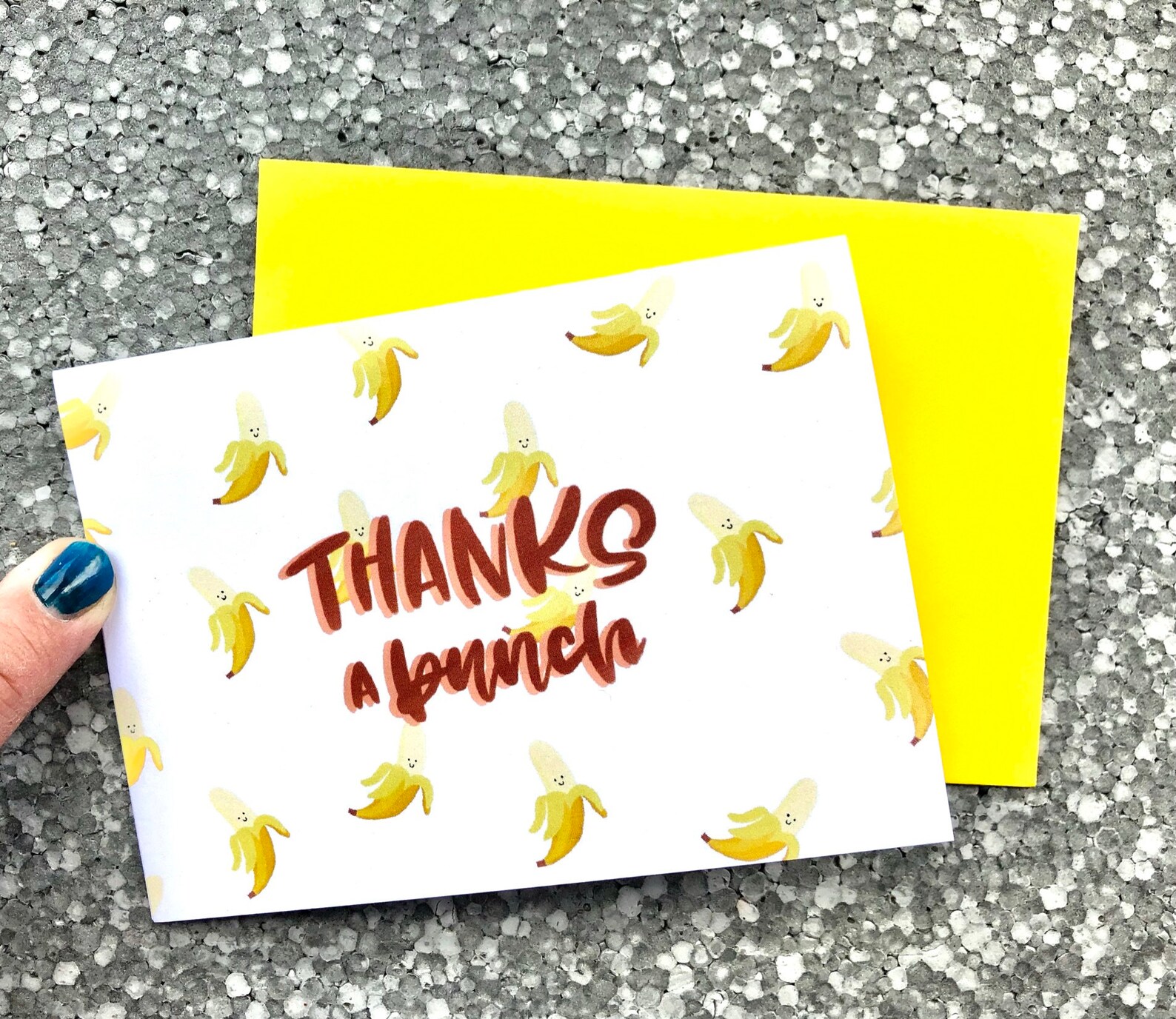 Thanks a Bunch Cute Banana Thank You Card in Single, Customized, or Set ...