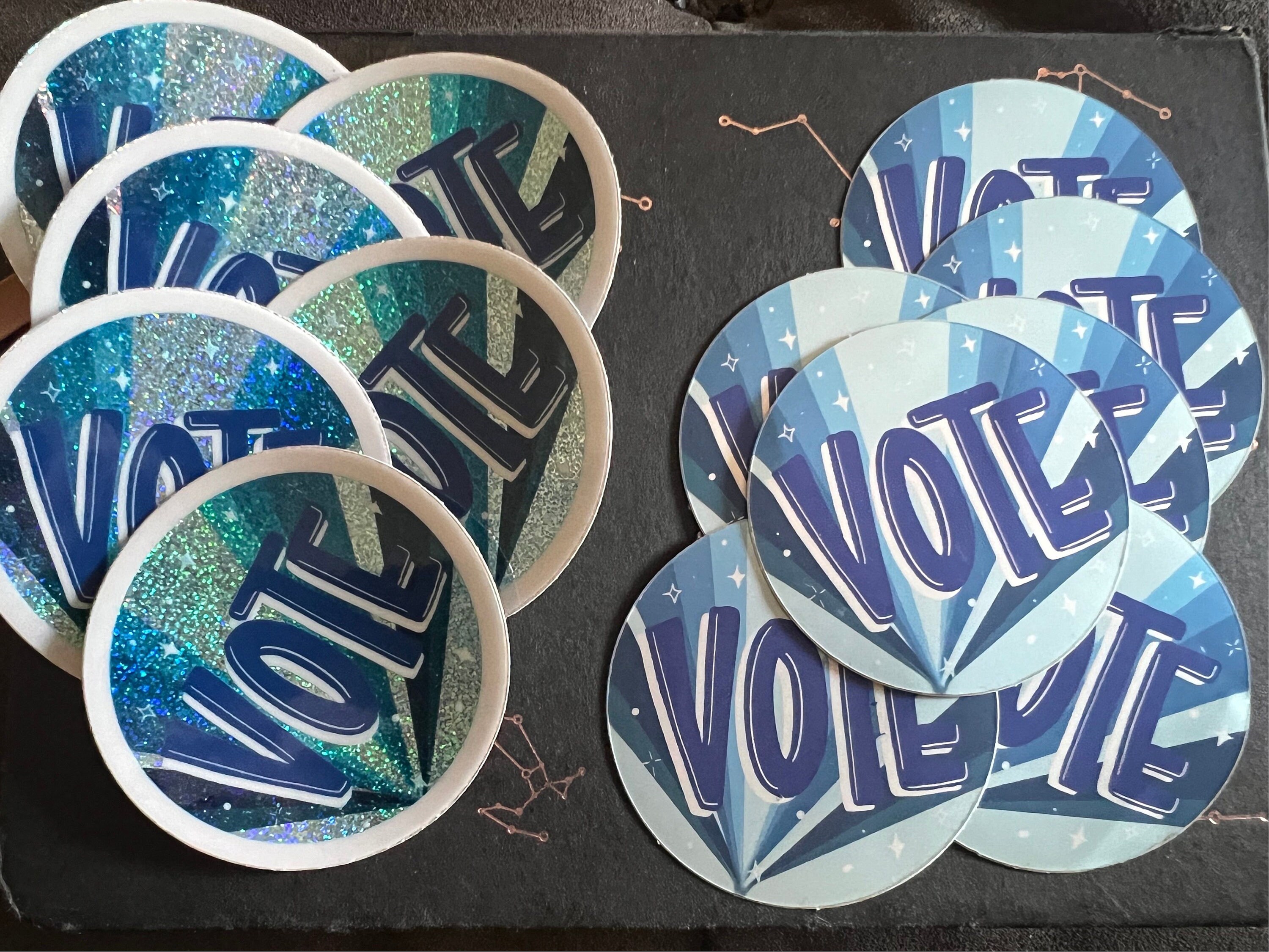 Glitter Vote Sticker | Matte Metallic Vote Sticker  Democracy in Action | Voting Matters | vote Blue | Save Democracy