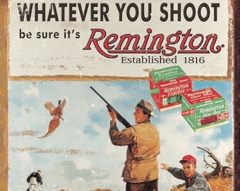 Remington Guns Est 1816 Logo Metal Tin Sign Vintage Gun Hunting New Weathered