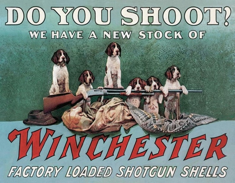 Vintage Metal Hunting Sign Classic Winchester Do You Etsy