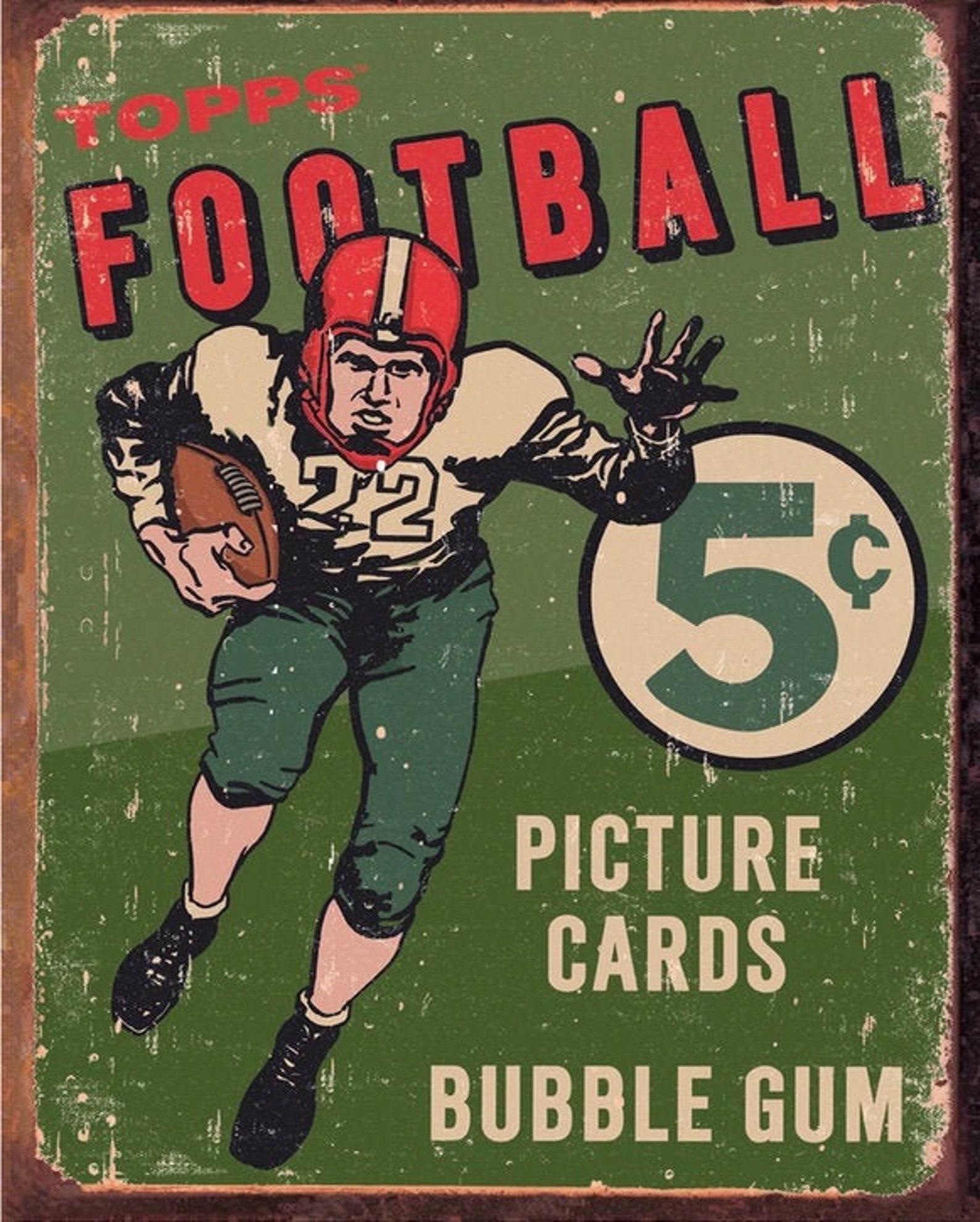 Vintage Metal Sports Sign 1956 Football Picture Cards Etsy
